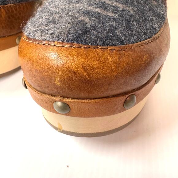 WOOLRICH x Anthropologie Artist Boot Size 10 Wool Wood Platform Boho Winter Clog - Picture 7 of 15